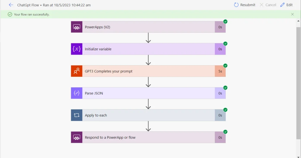 Integration of Power Apps, Power Automate and chatGPT 